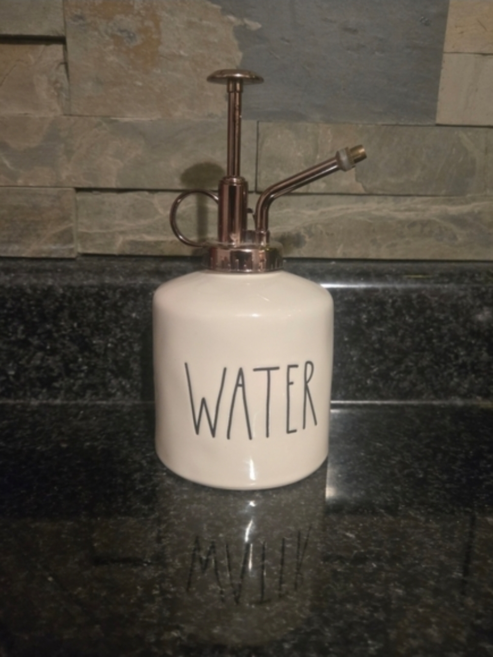 Rae Dunn White Ceramic Mister with Silver Pump